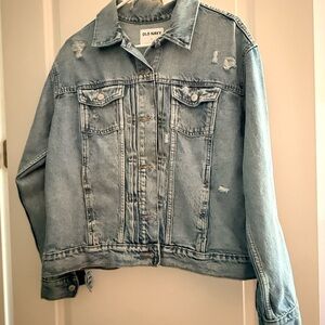 Old Navy Women's Light Blue Denim Jacket Distressed